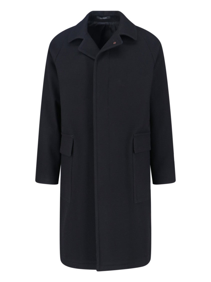 Tagliatore Straight Cut Coat With Concealed Button Placket