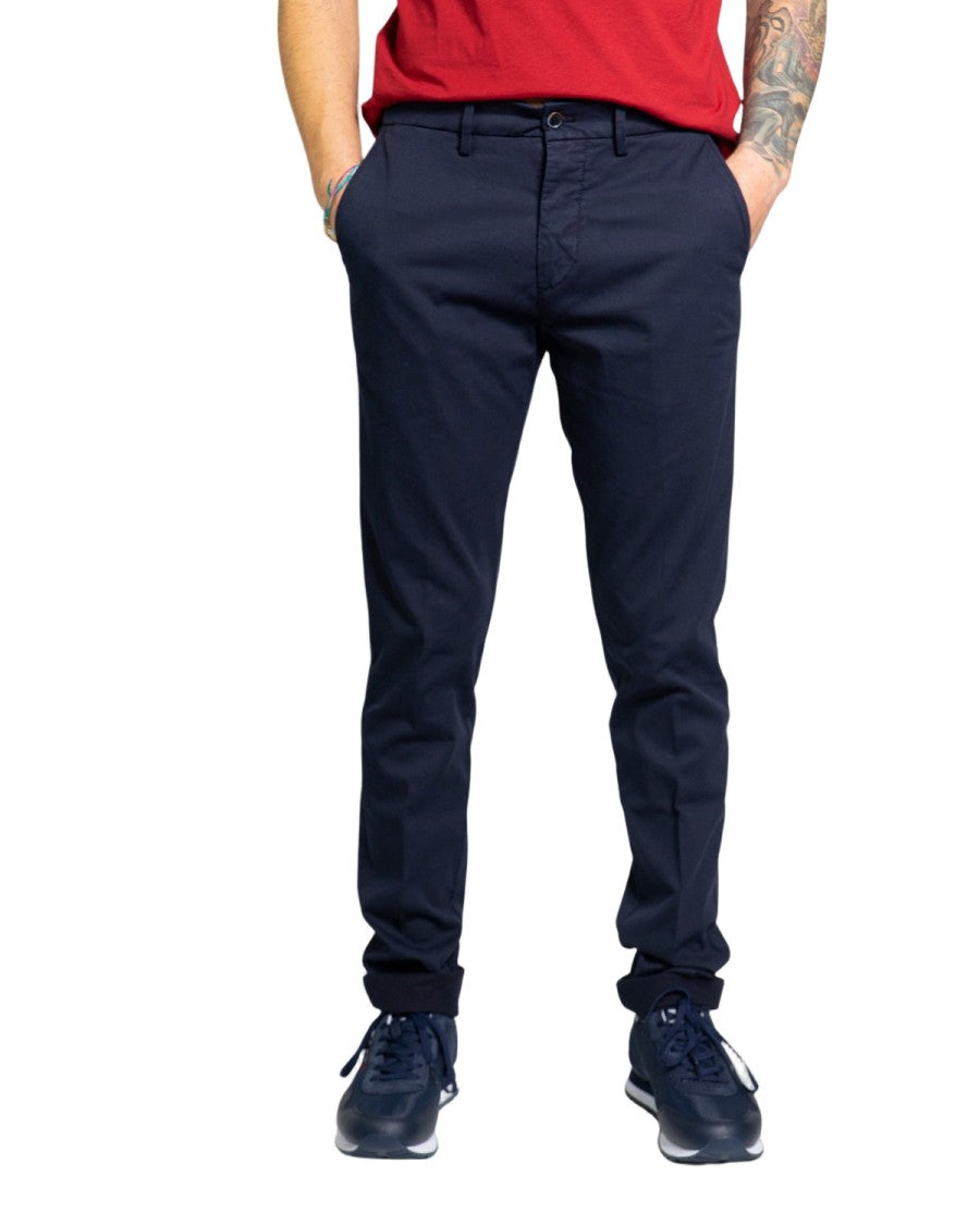Harmont & Blaine Slim-Fit Tailored Navy Trousers With Functional Details