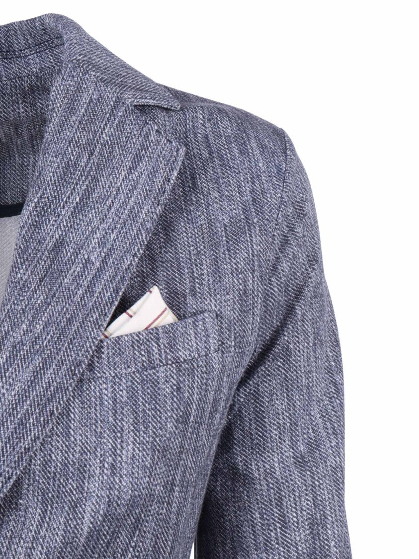 Circolo 1901 Blue Textured Slim Fit Jacket