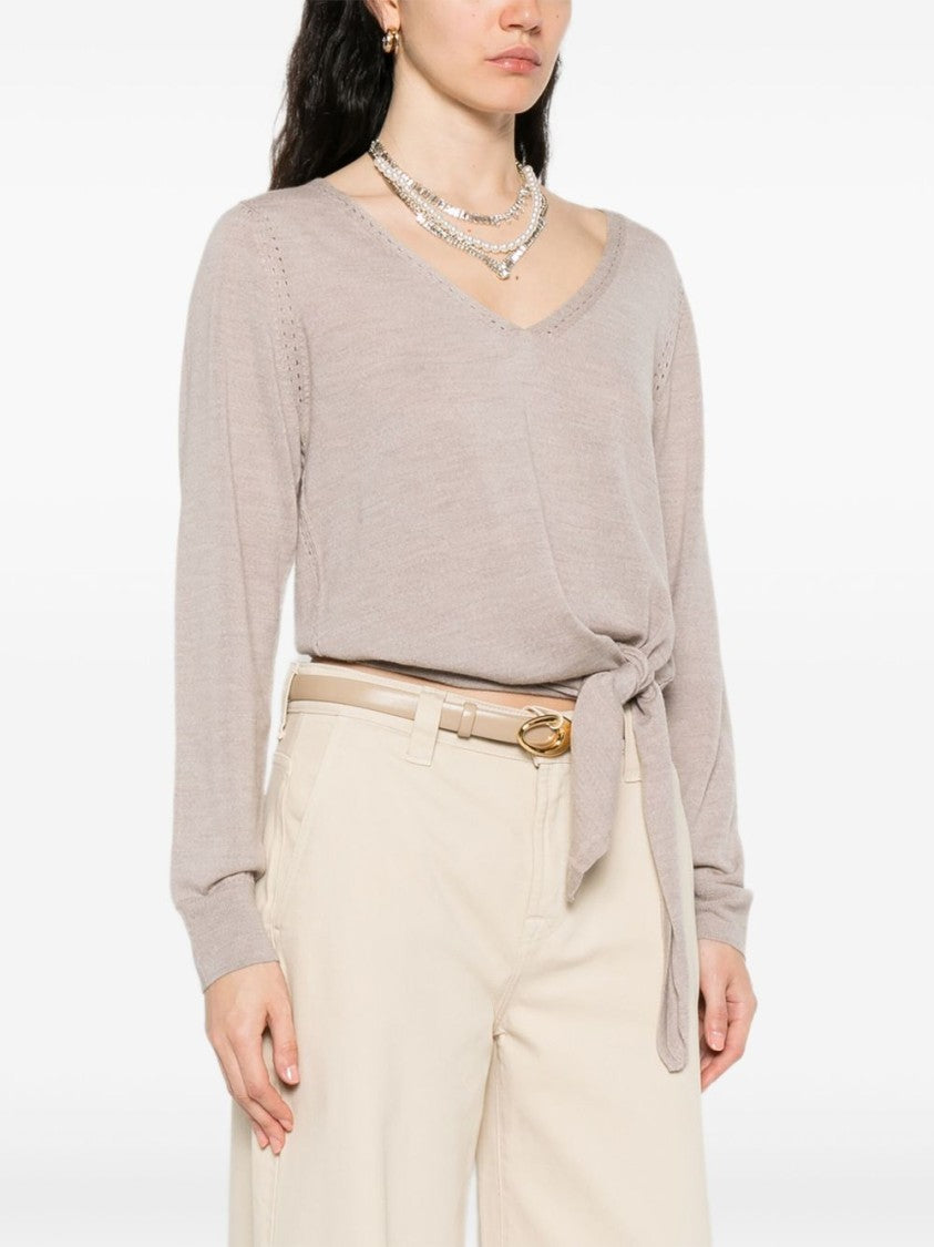 Liu Jo Fine-Knit Gray Sweater With Asymmetrical Hem