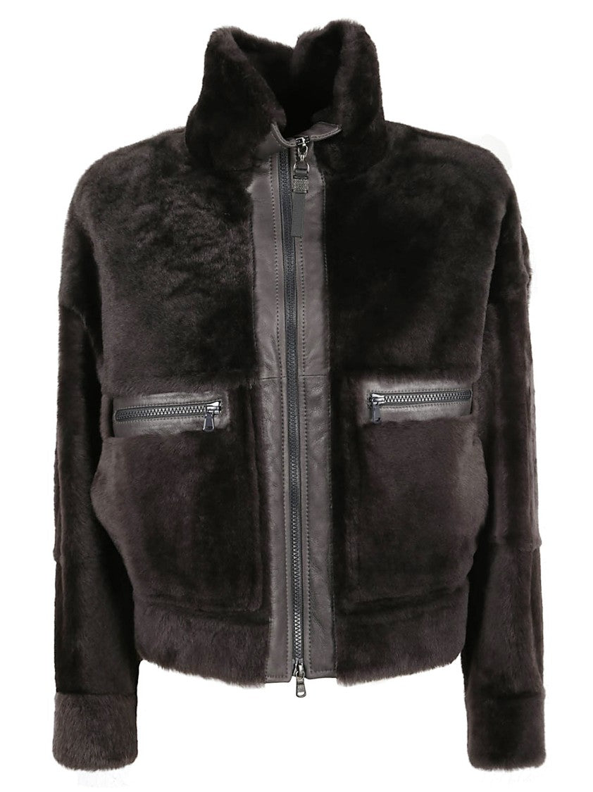 Brunello Cucinelli Shearling Jacket With High Neck