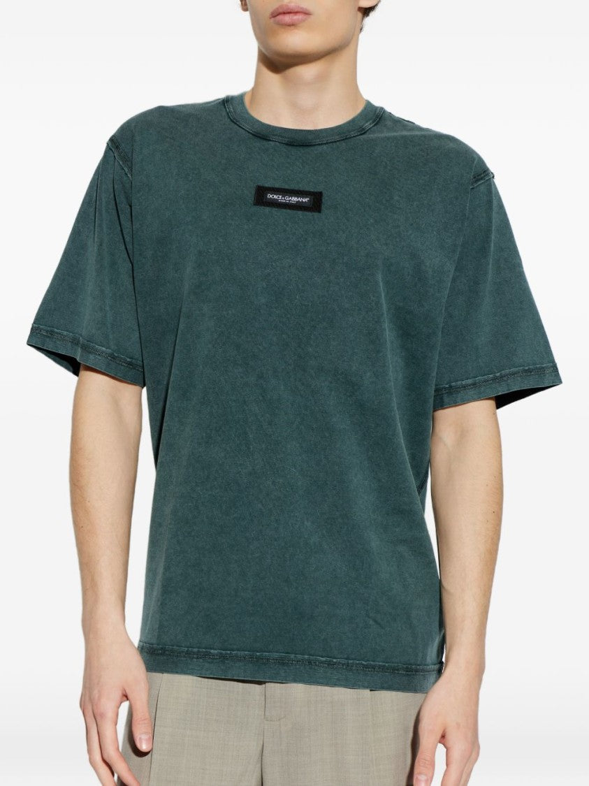 Dolce & Gabbana Green Crew Neck Logo T-Shirt