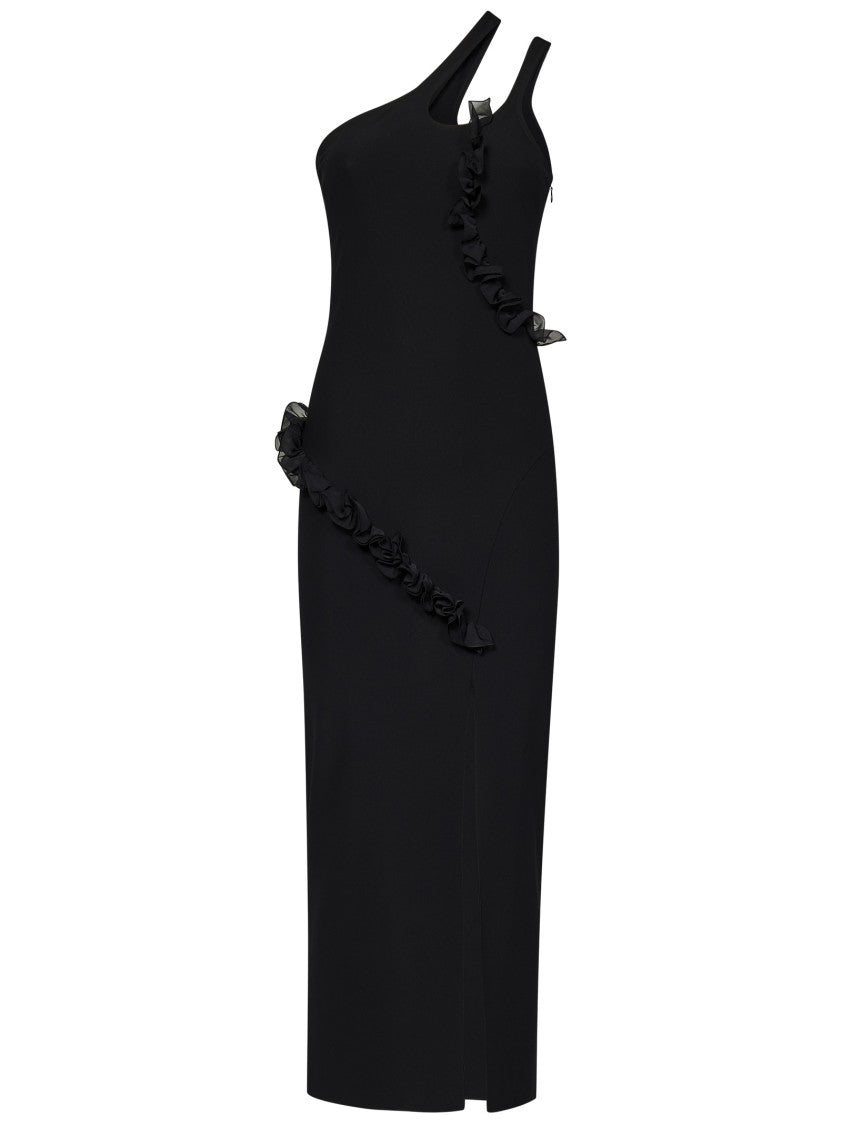 Nensi Dojaka Asymmetrical Black Midi Dress