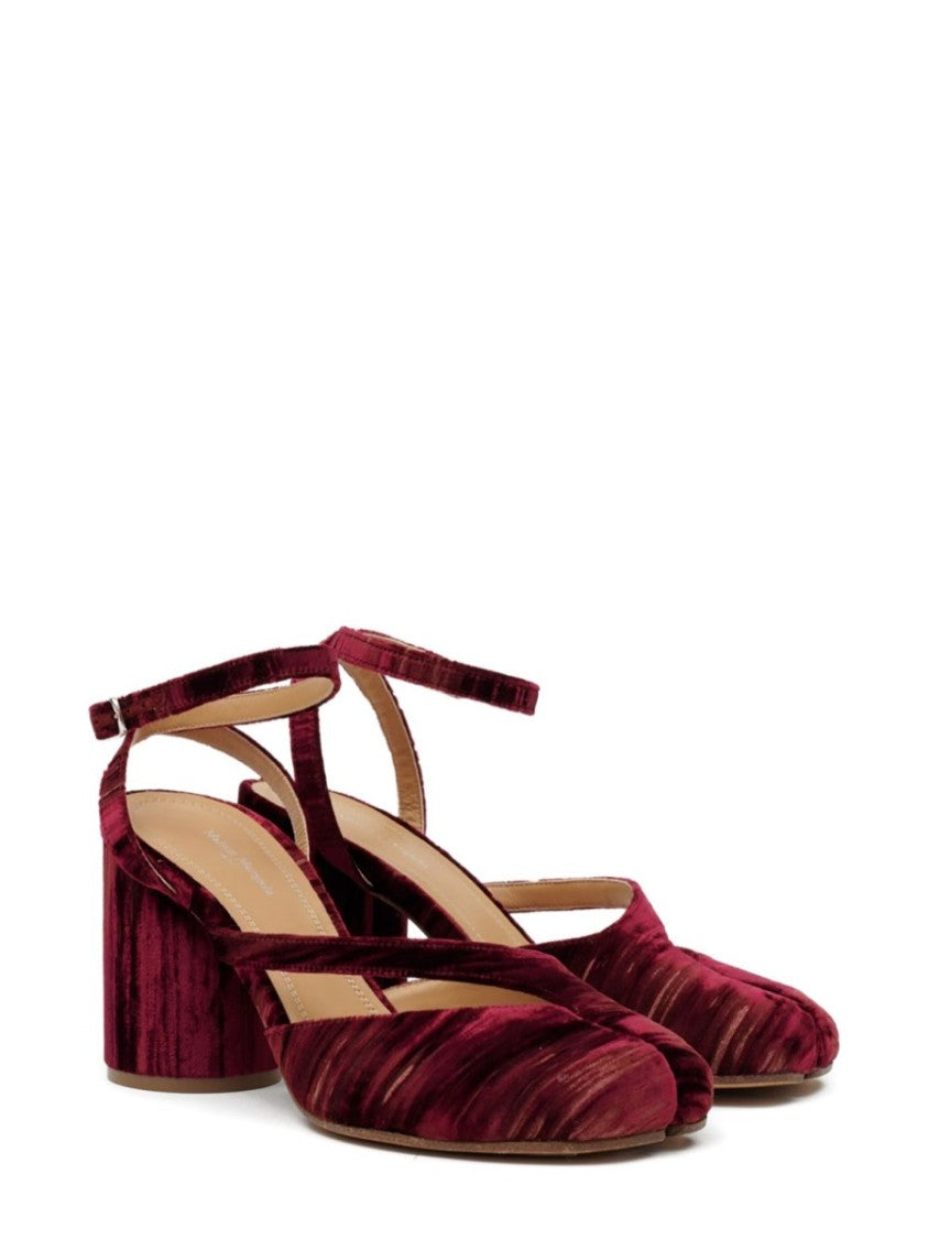 Maison Margiela Burgundy Tabi Chenille Sandals