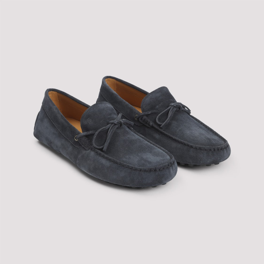 Tod's Suede Loafers With Decorative Bow And Textured Sole