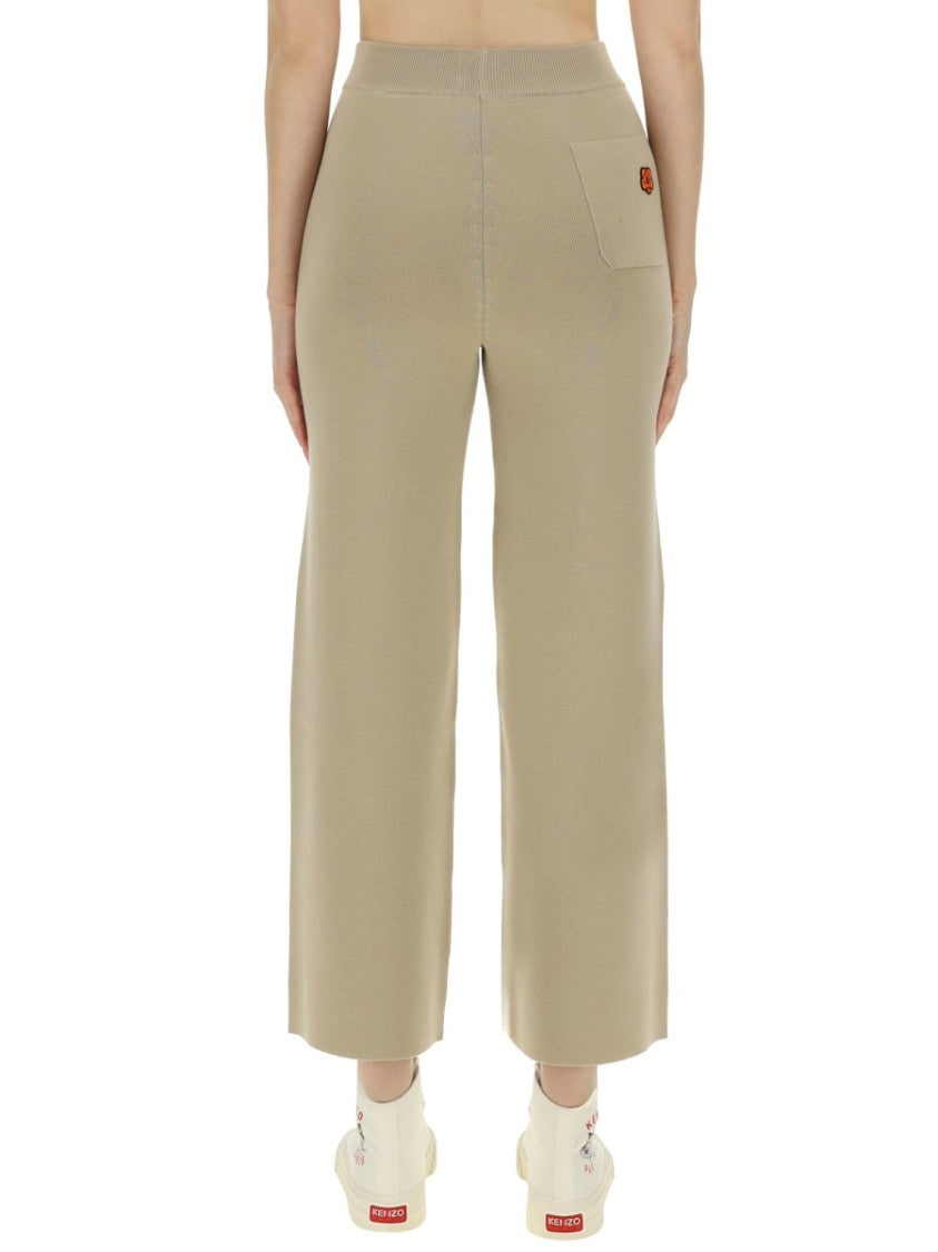 Kenzo Cropped Wool Pants With Wide Leg Design