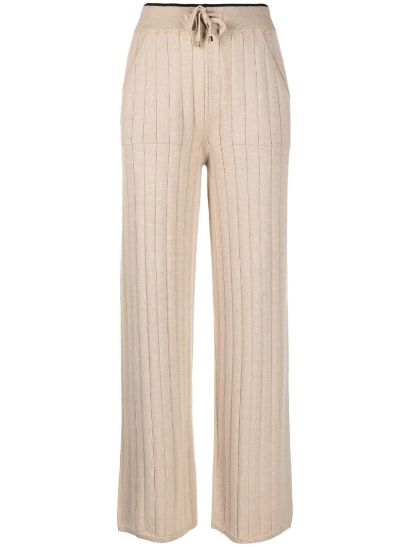 Lorena Antoniazzi Wide-Leg Knit Trousers With Vertical Ribbed Detail