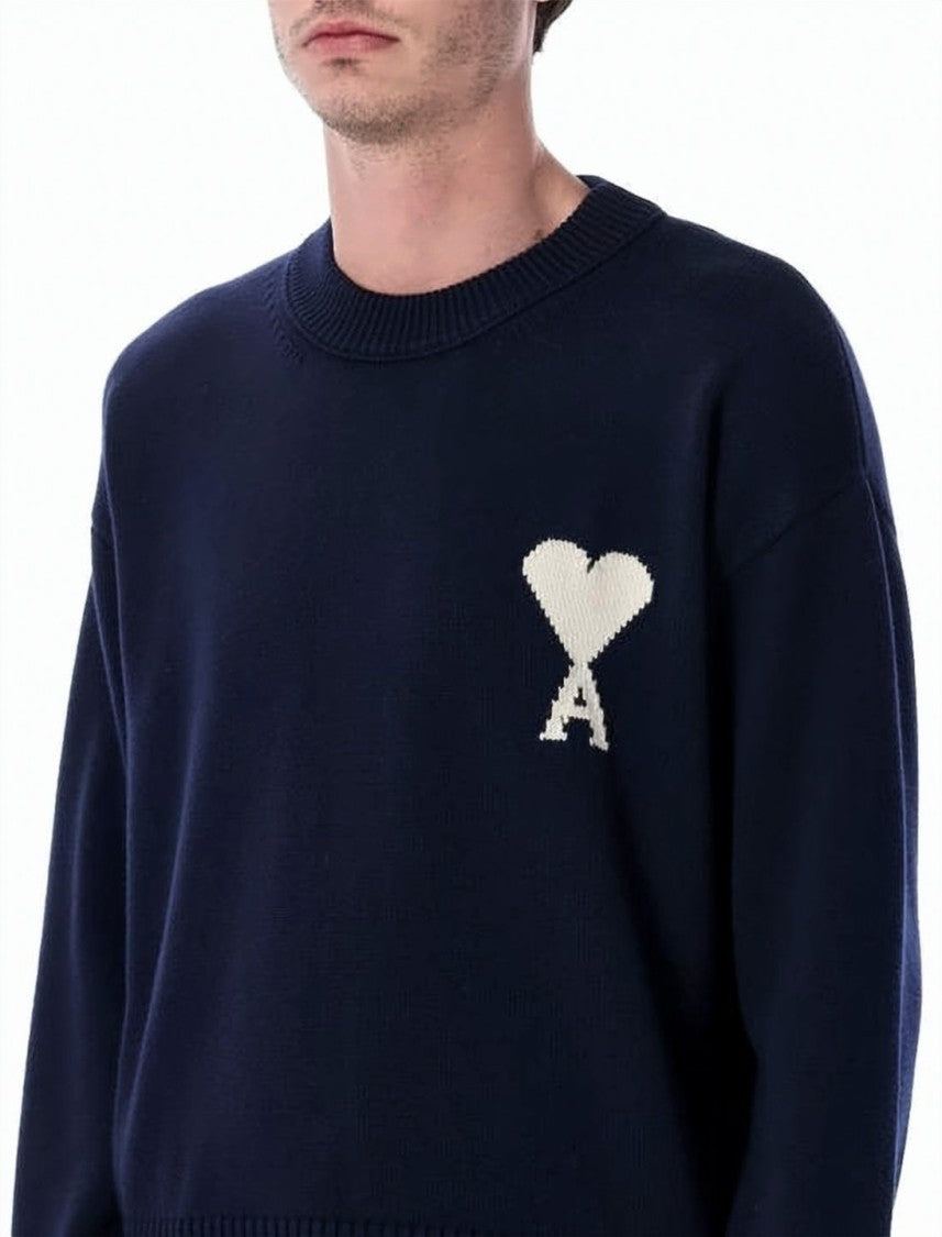 Ami Paris Crewneck Sweater With Heart Emblem