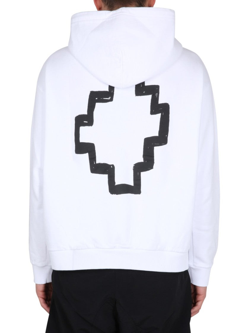 Marcelo Burlon Cotton Hoodie With Drawstring Hood And Graphic Design