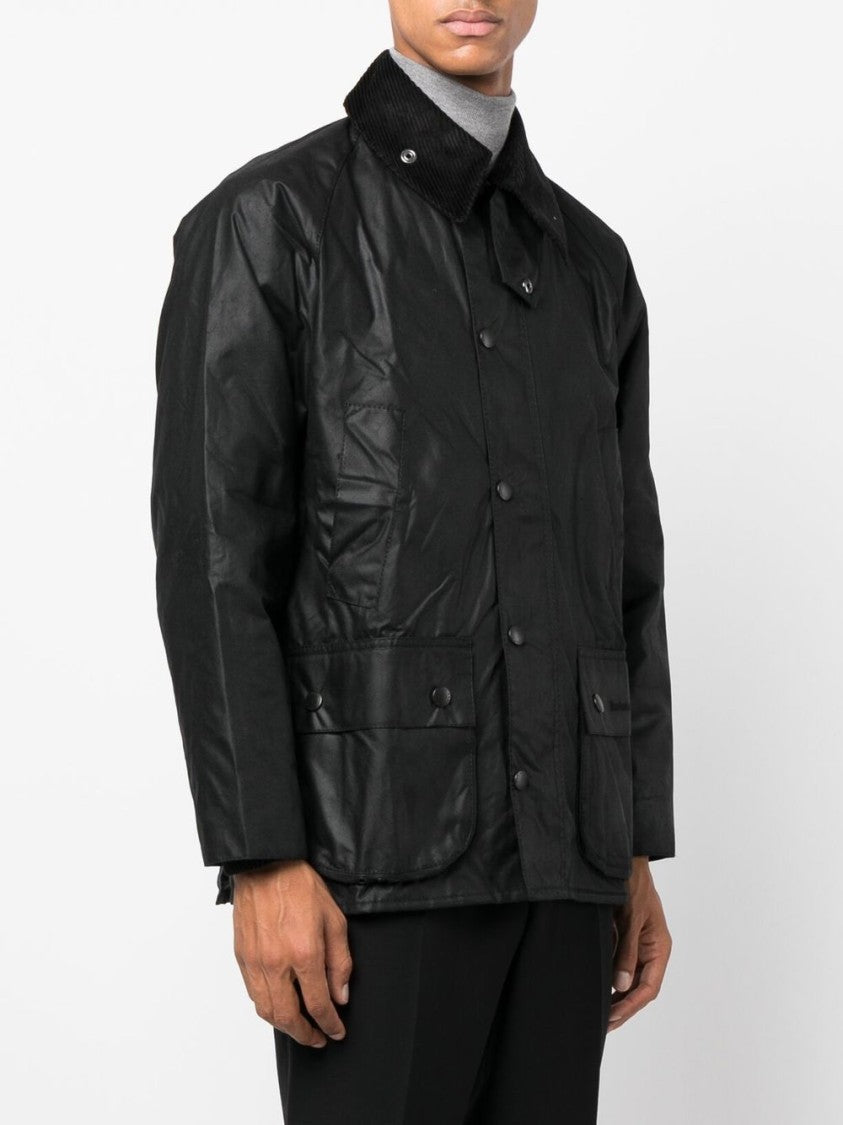 Barbour Boxy Silhouette Black Jacket With Corduroy Collar