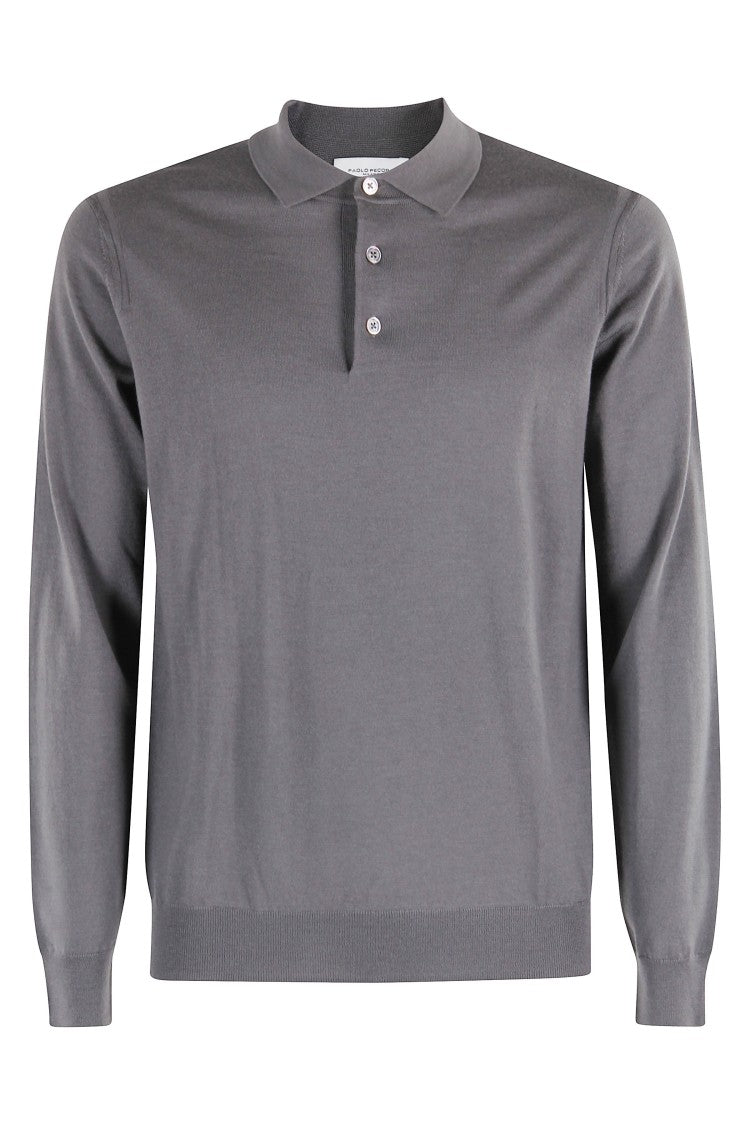 Paolo Pecora Fine-Knit Long Sleeve Polo Shirt