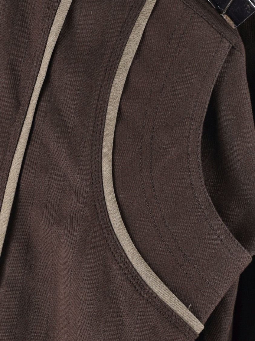 Kiko Kostadinov Brown Boxy Piped High-Collar Jacket
