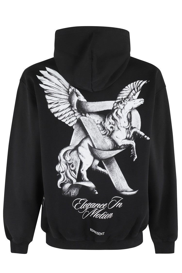 Represent Overfit Black Hoodie With Mythical Creature Graphics