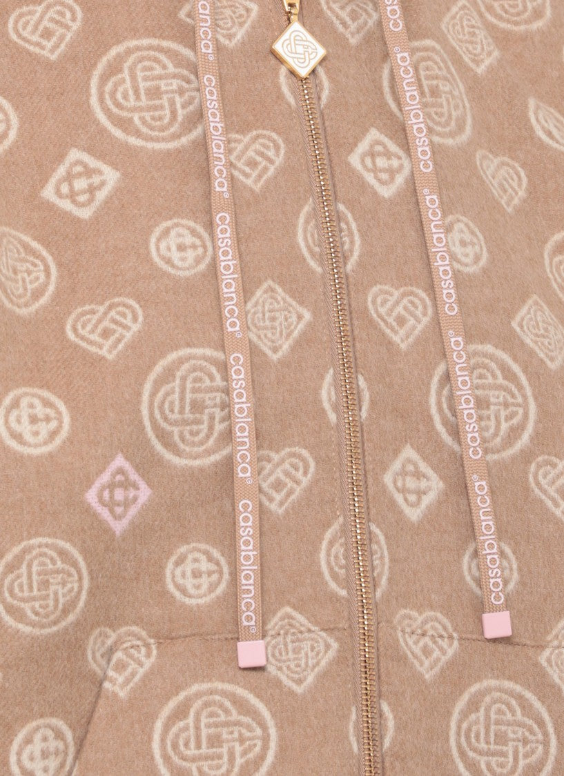 Casablanca Brown Monogram Zip Hoodie