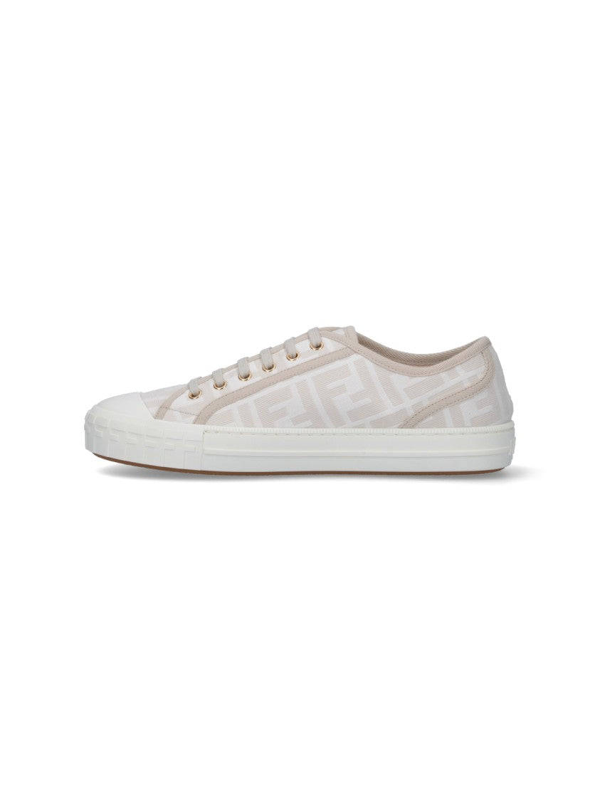 Fendi White Domino Ff Jacquard Sneakers