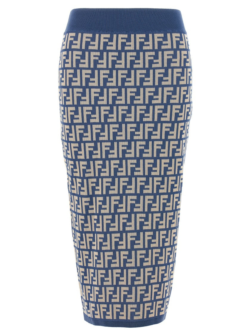 Fendi Jacquard Cotton Knit Midi Skirt