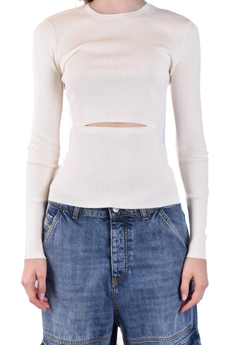 Diesel Ribbed Cut-Out Detail Sweater With Wool Blend And Silhouette