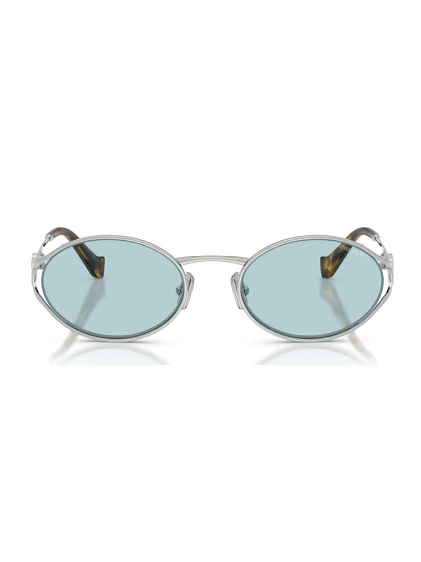 Miu Miu Silver 52Ys Sole Oval Metal Sunglasses
