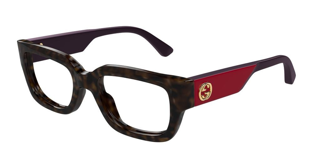 Gucci Havana Tortoiseshell Violet Accents Eyeglasses