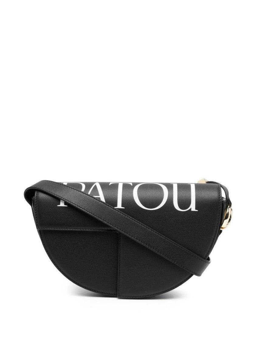 Patou Half-Moon Black Calf Leather Shoulder Bag
