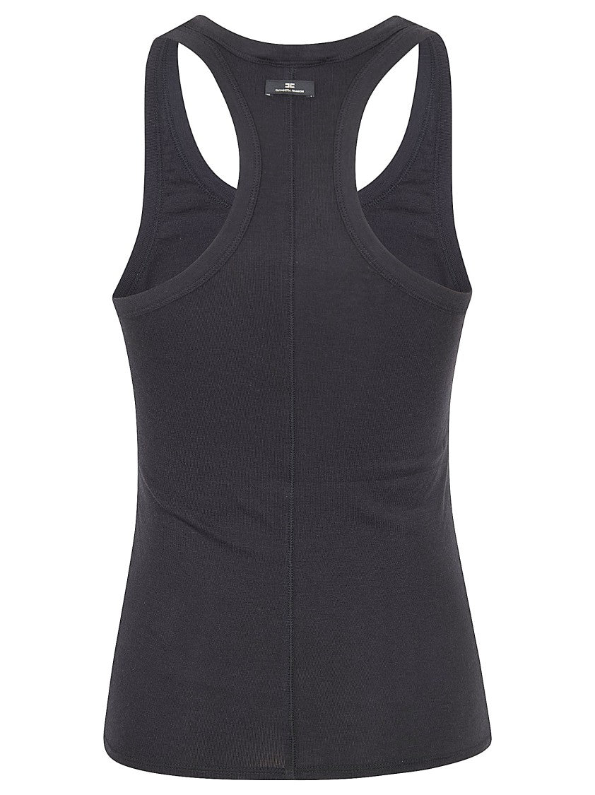 Elisabetta Franchi Fitted Sleeveless Top With Racerback And Embroidered Logo