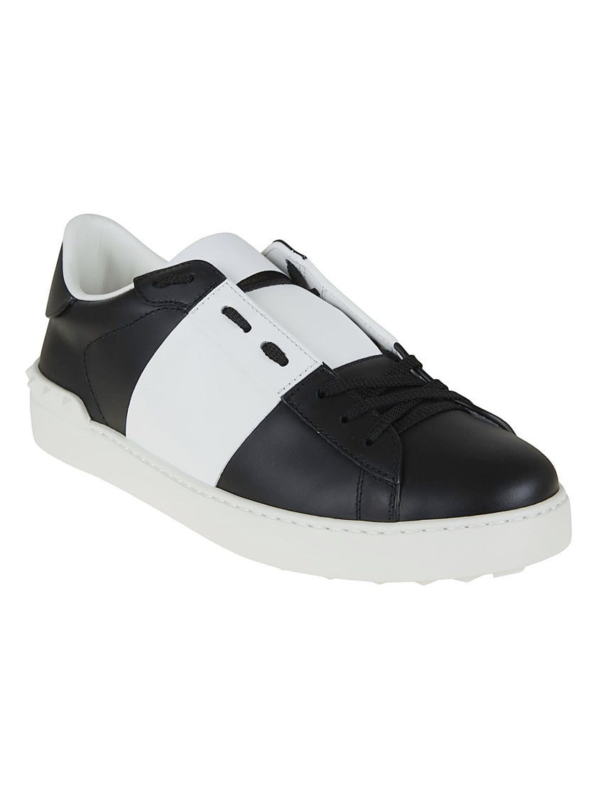 Valentino Garavani White Calfskin Sneakers With Contrasting Leather Band