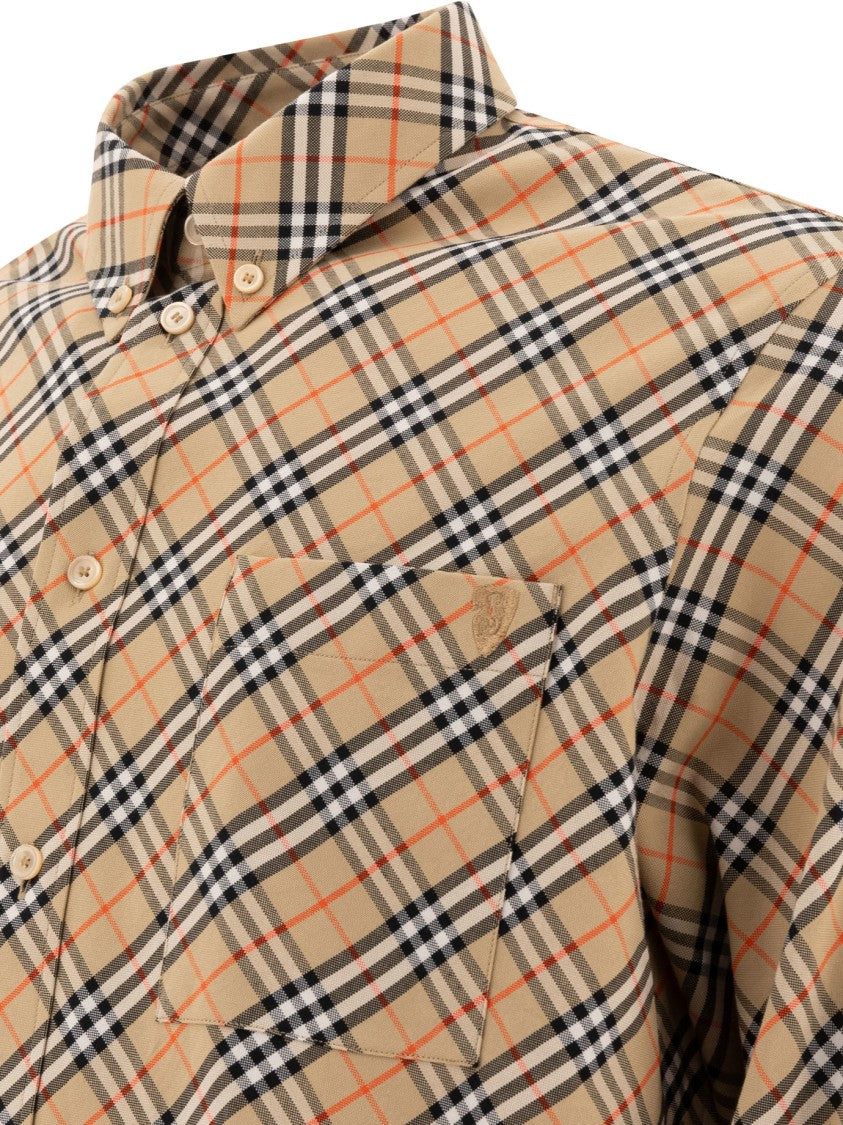 Burberry Cotton Check Shirt With Button-Down Collar