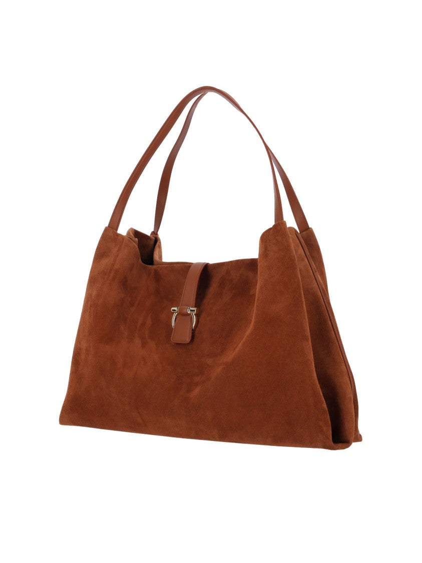 Ferragamo Suede Shoulder Bag – Brown