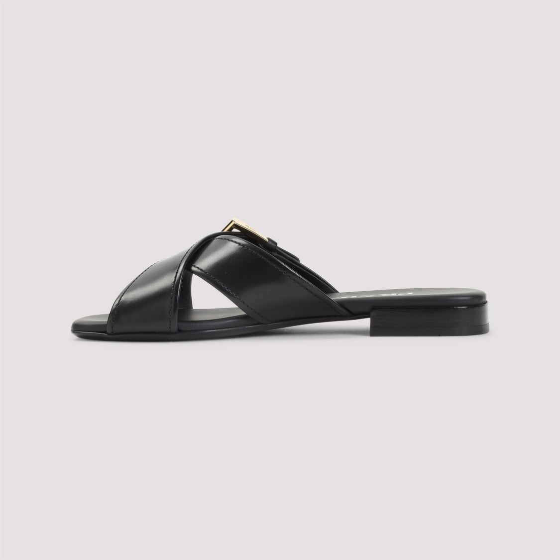 Prada Black Leather Sandals With Crisscross Straps