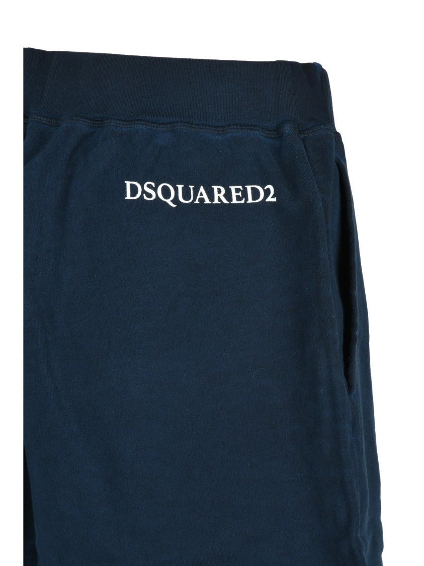 Dsquared2 Relaxed Fit Blue Cotton Sweatshirt Shorts
