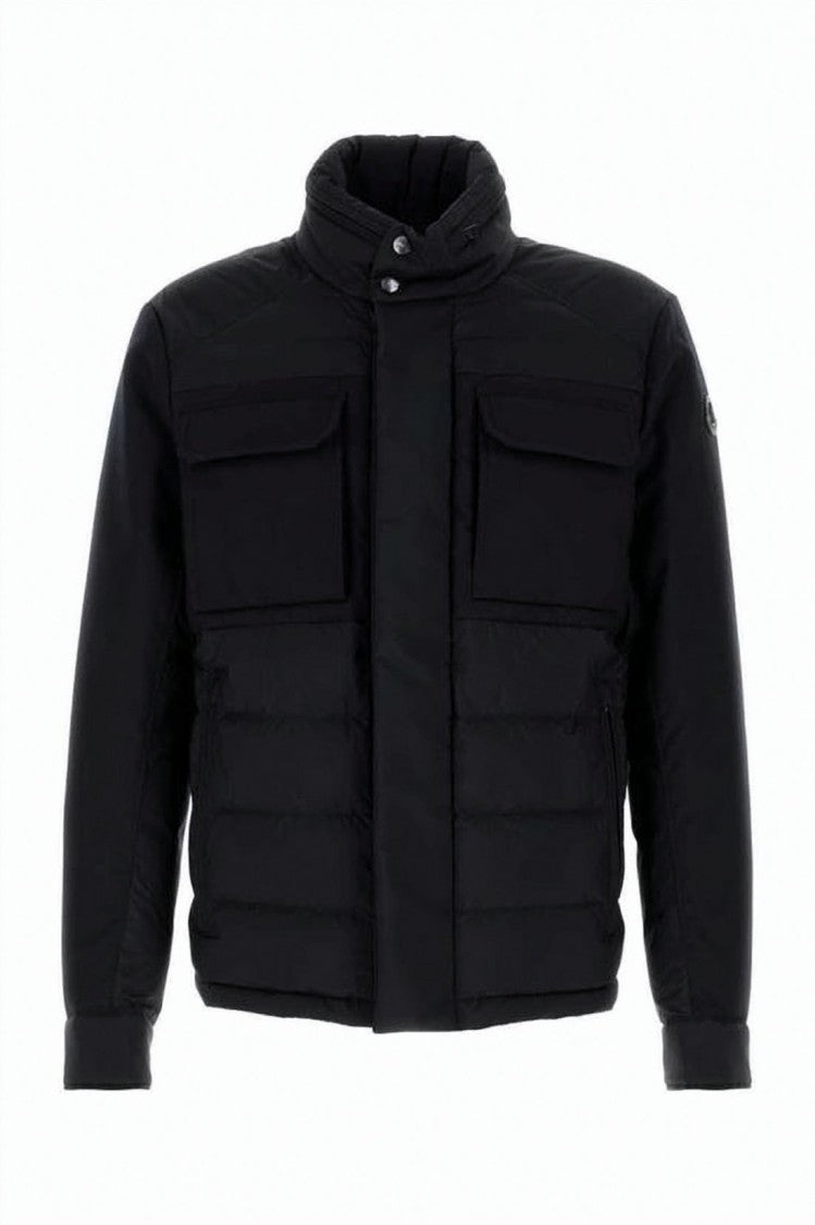 Moncler Quilted Short Padded Jacket With High Collar And Flap Pockets