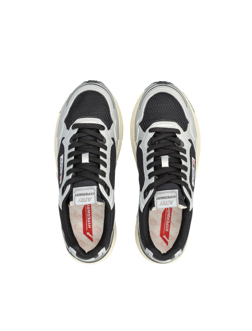Autry Sleek Black Mesh Sneakers With Light Grey Overlays
