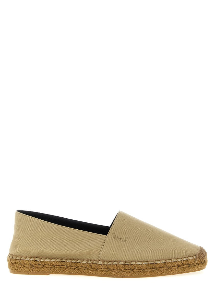 Saint Laurent Tone-On-Tone Embroidered Cotton Espadrilles With Braided Rope Midsole