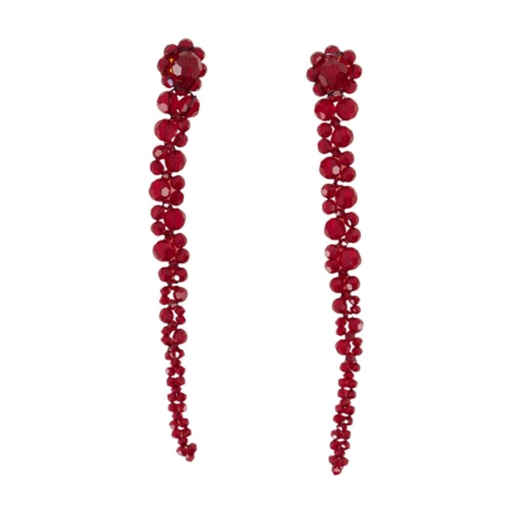 Simone Rocha Drip Earrings - Crystal - Red