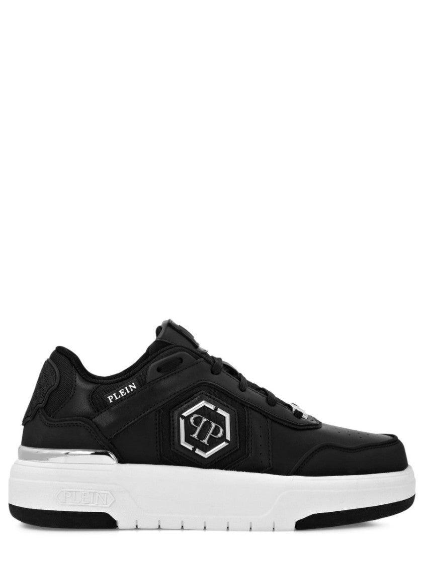 Philipp Plein Sporty Black Sneakers With Hexagonal Logo