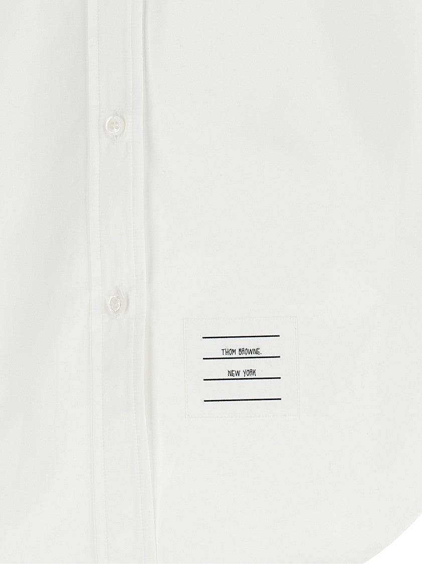 Thom Browne Button-Down Cotton Shirt With Mother-Of-Pearl Closure