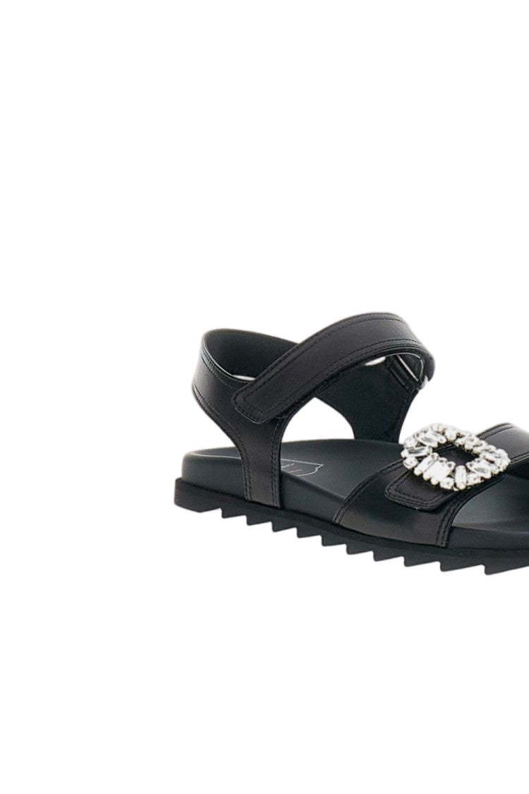 Roger Vivier Black Sandals With Crystal Embellishment And Ankle Strap