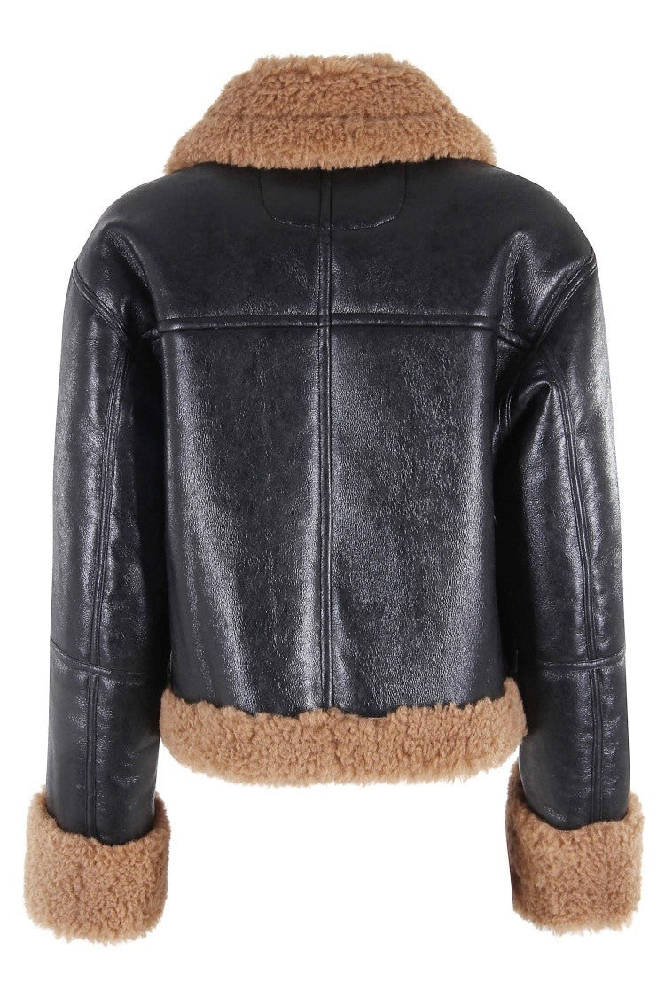 Stand Studio Teddy Collar Jacket With Glossy Black Finish
