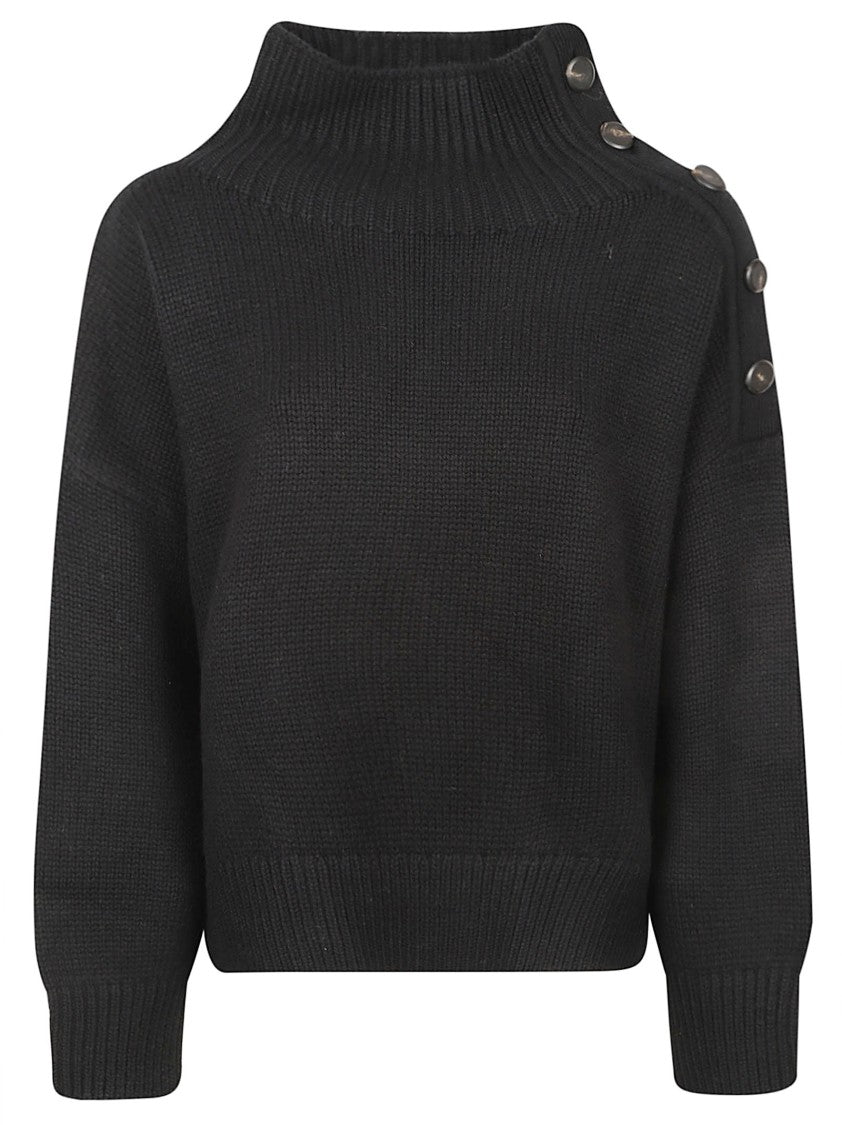 Yves Salomon Chunky Knit Sweater With High Ribbed Neckline