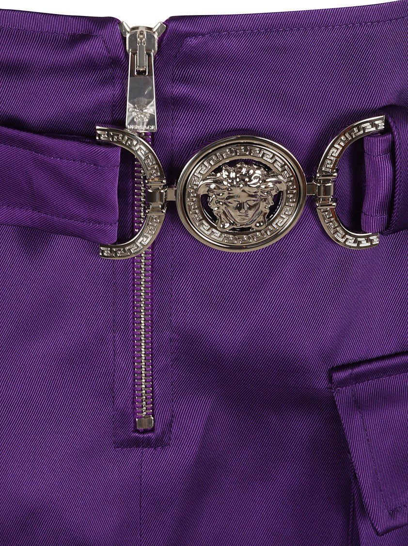 Versace High-Waisted Purple Skirt With Statement Belt