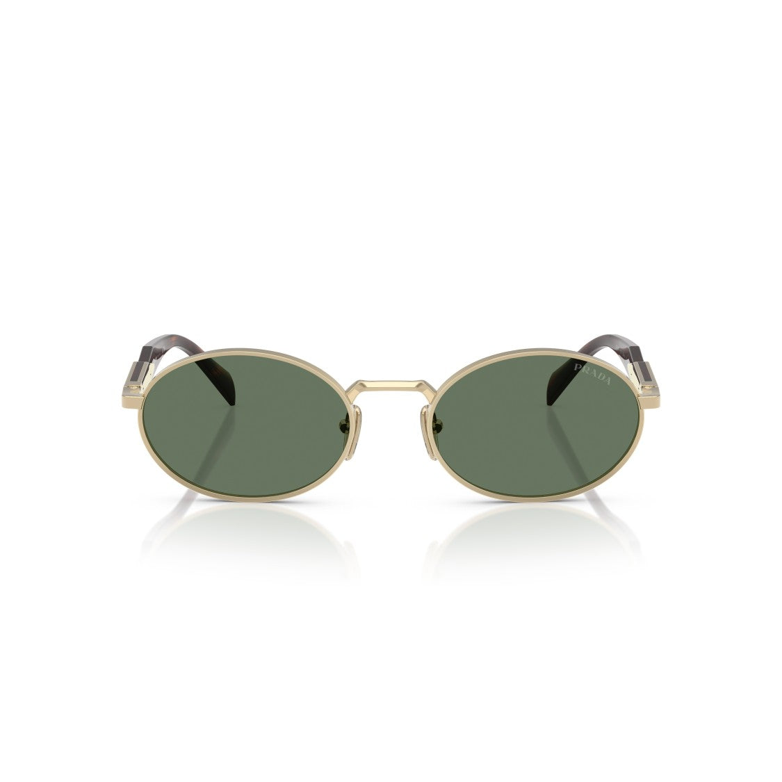 Prada Oval Green Lens Sunglasses With Gold Frame