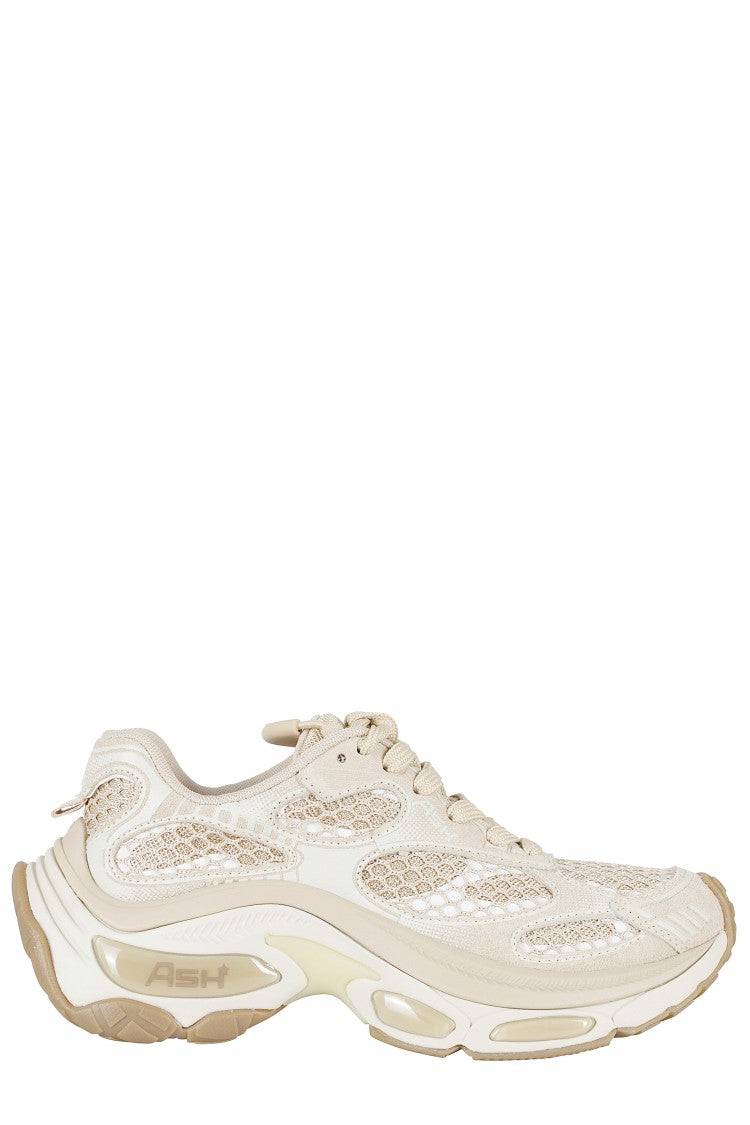 Ash Beige Dragon Suede Mesh Leather Sneakers