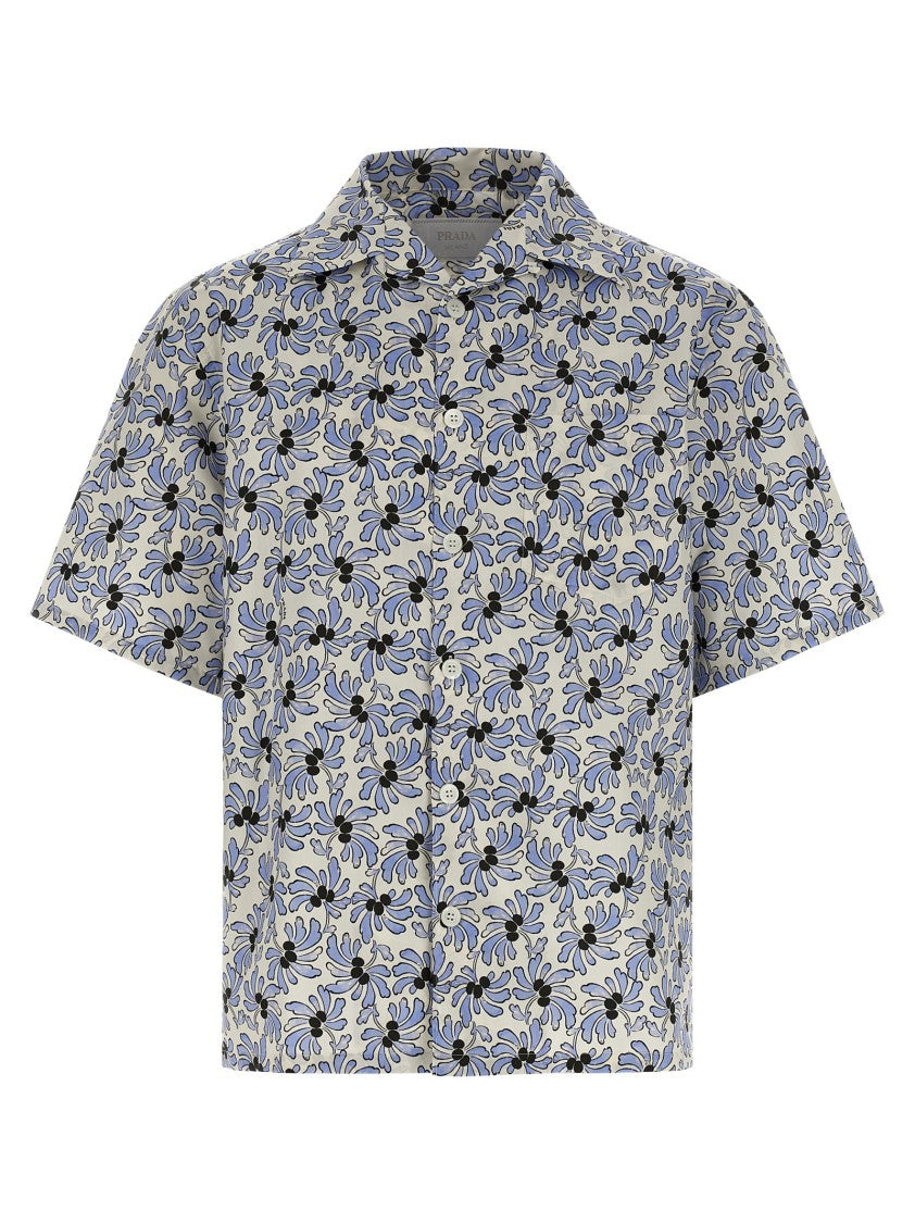 Prada Bowling Style Cotton-Silk Blend Shirt With Floral Print