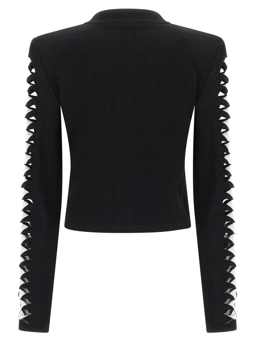 Balmain Cropped Blazer With Cut-Out Details And Bold Embellishments