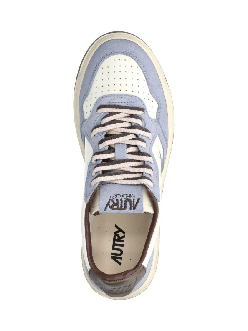 Autry White Medalist Blue Accent Leather Sneakers