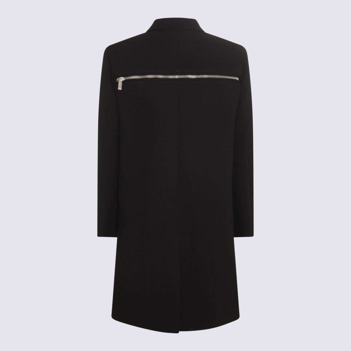 Off-White Double-Breasted Structured Coat With Classic Lapel And Zipper Detail
