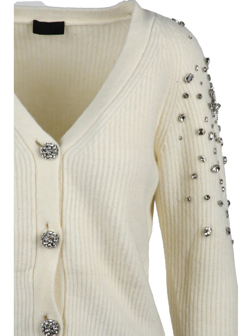 Liu Jo White Jewel Button Accents V-Neck Cardigan