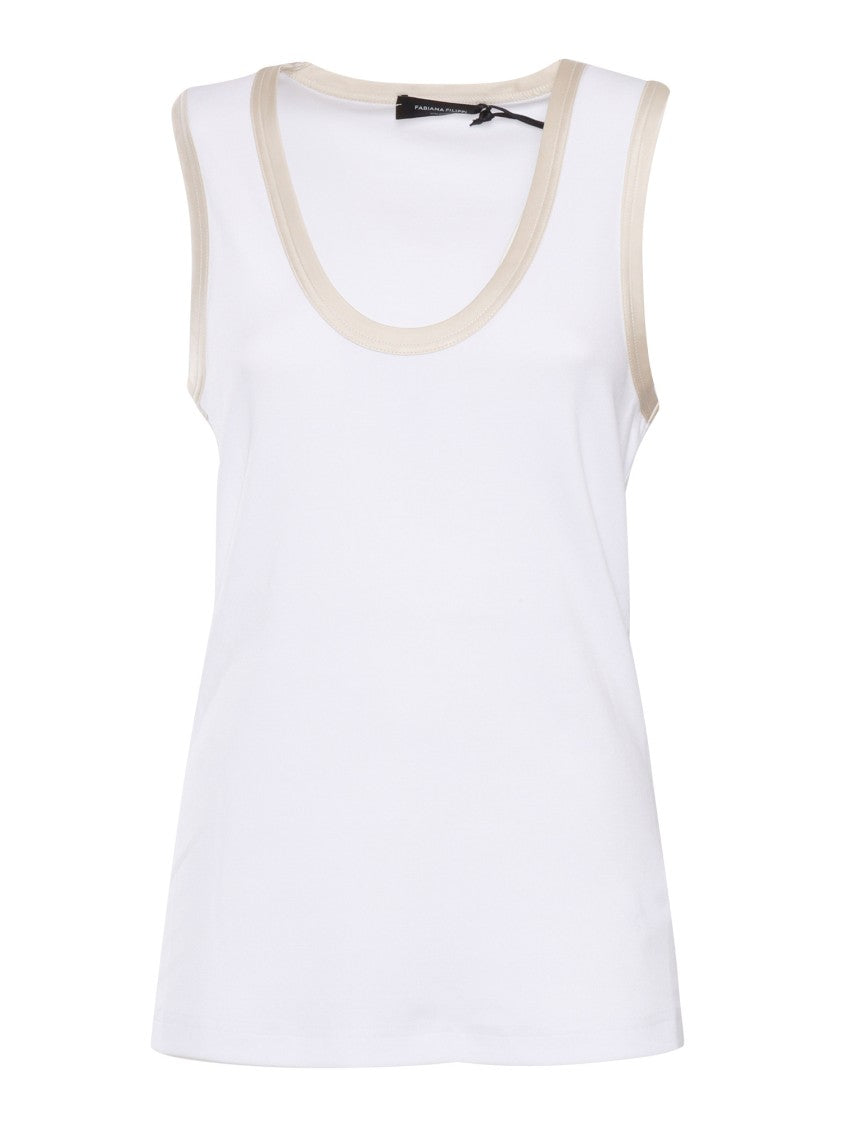 Fabiana Filippi Ribbed Jersey Tank Top With Satin Finishing