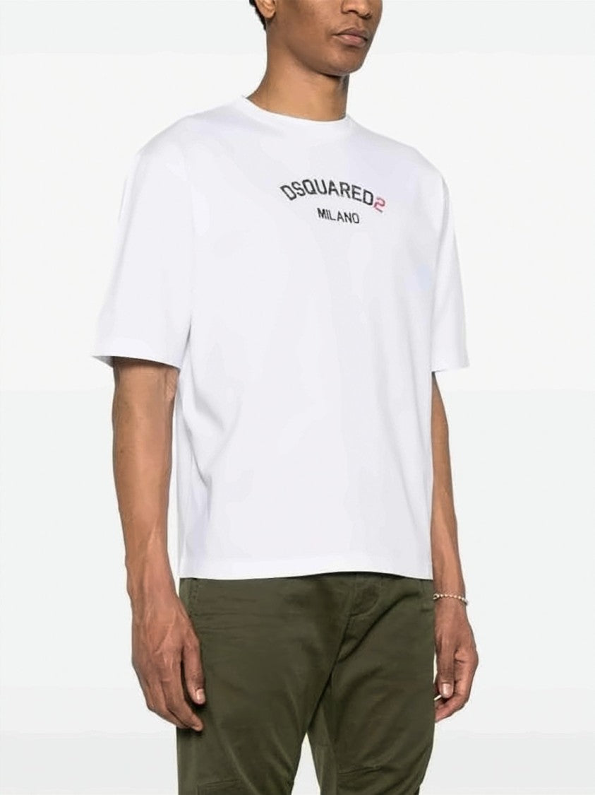 Dsquared2 Classic Crew Neck White Short-Sleeve T-Shirt With Bold Logo Print