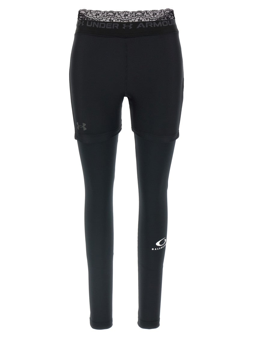 Balenciaga Technical Fabric Activewear Leggings With Lace Detail